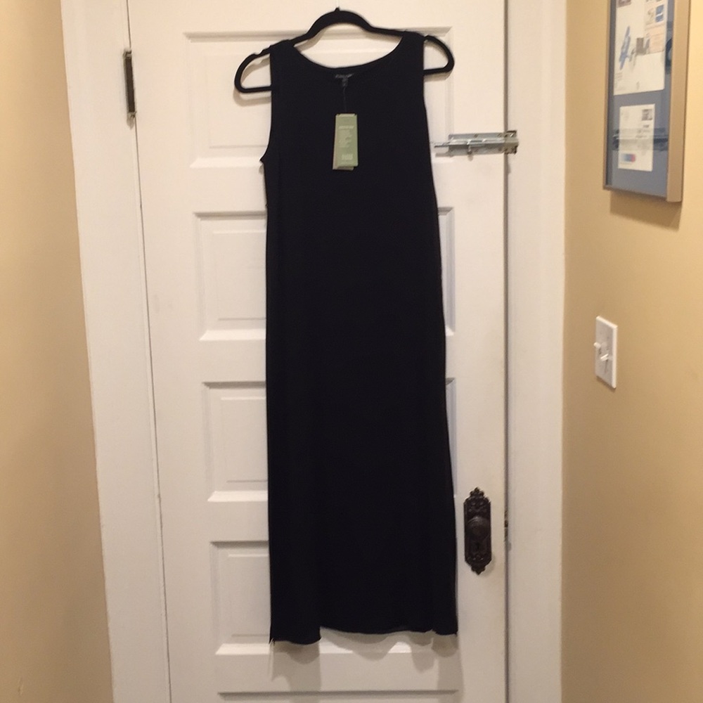 Eileen Fisher black double layer sleeveless dress
